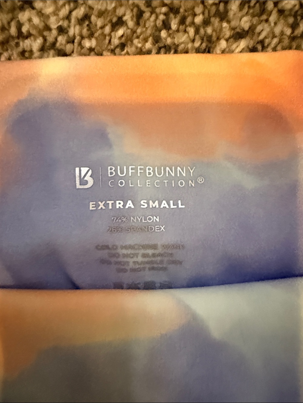 BuffBunny Tie-Dye Active Shorts in Purple and Peach - Picture 2 of 3